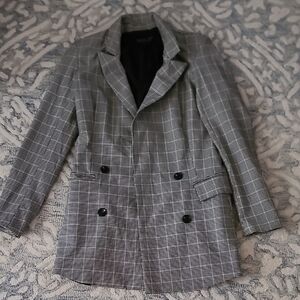 Rachel Zoe Black, Brown And White Checkered Blazer